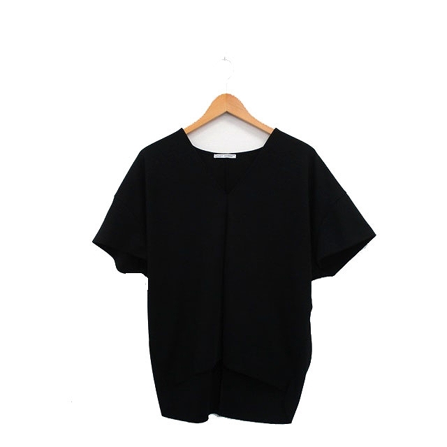 ザラ ZARA カットソー Tシャツ 半袖 Vネック シンプル S ブラック 黒 /KT25 レディース_画像1