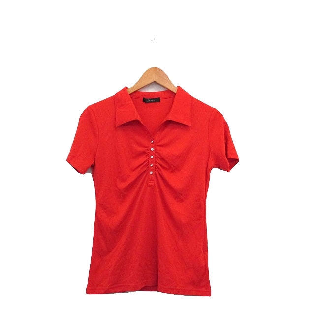イマージュ iMAGE カットソー Tシャツ 半袖 ハーフボタン シンプル L オレンジ 橙色 /KT2 レディース_画像1