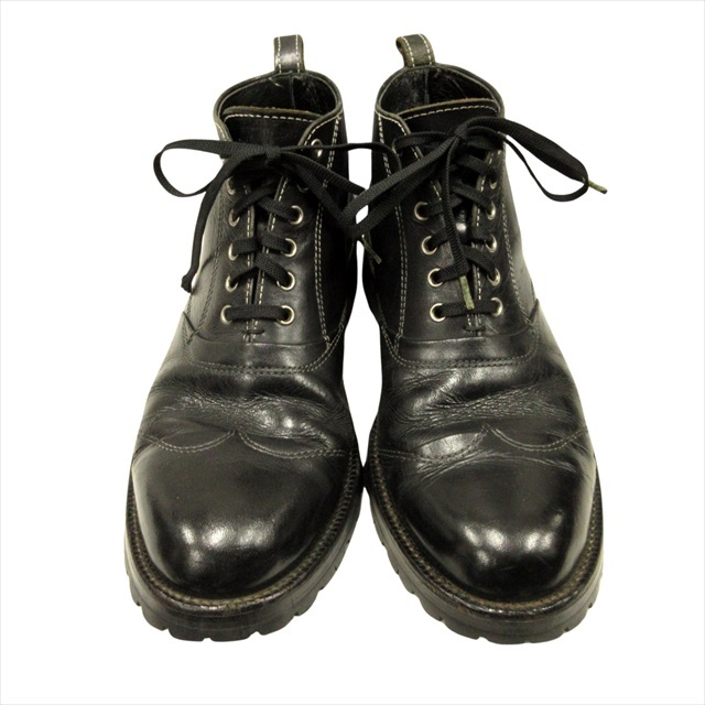 コムデギャルソンオム COMME des GARCONS HOMME レースアップ ブーツ シューズ 靴 レザー ウイングチップ 25.5cm 黒 ブラック メンズ_画像4