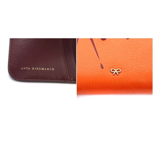  Anya Hindmarch ANYA HINDMARCH кошелек складывающийся пополам Zip раунд краска обработка кожа orange /YO17 #S женский 