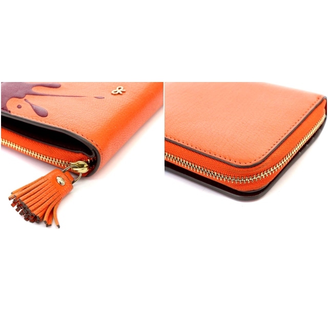  Anya Hindmarch ANYA HINDMARCH кошелек складывающийся пополам Zip раунд краска обработка кожа orange /YO17 #S женский 