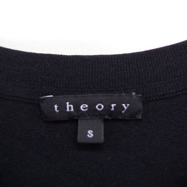 セオリー theory ニット ワンピース フレンチスリーブ ロング丈 丸首 無地 シルク S ブラック 黒 /FT22 レディース_画像3