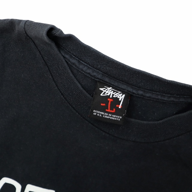 ステューシー STUSSY クルーネック 半袖 ロゴプリント カットソー Tシャツ L ブラックの画像3