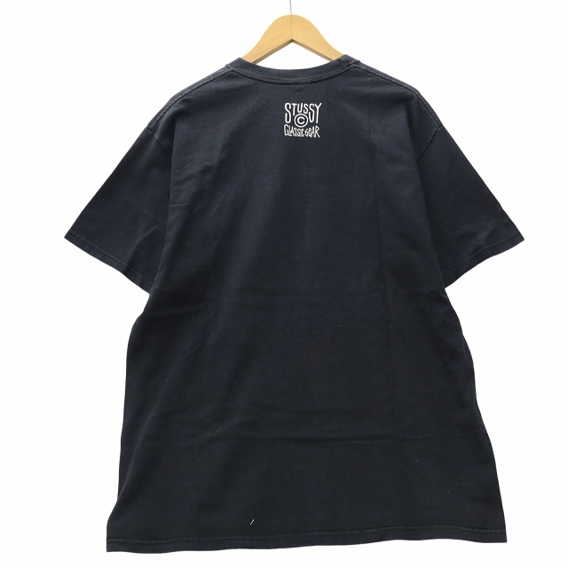 ステューシー STUSSY クルーネック 半袖 ロゴプリント カットソー Tシャツ L ブラック_画像2