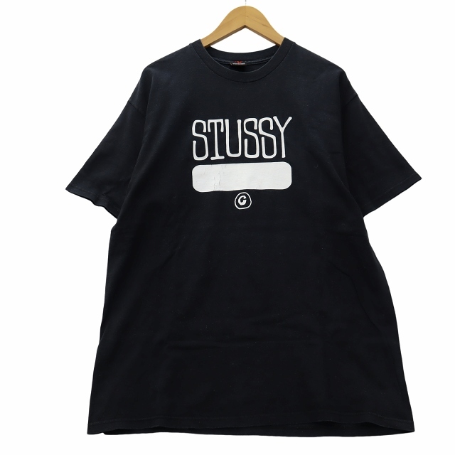 ステューシー STUSSY クルーネック 半袖 ロゴプリント カットソー Tシャツ L ブラック_画像1