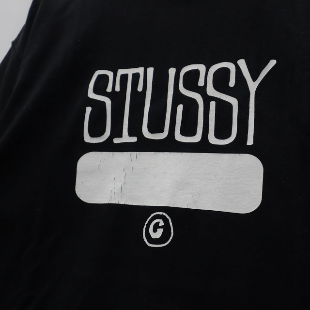 ステューシー STUSSY クルーネック 半袖 ロゴプリント カットソー Tシャツ L ブラック_画像4