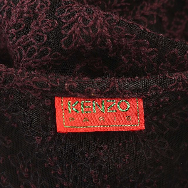 ケンゾー KENZO ヴィンテージ アンサンブル ワンピース レース シースルー ロング ベロア切替 茶 ブラウン_画像3