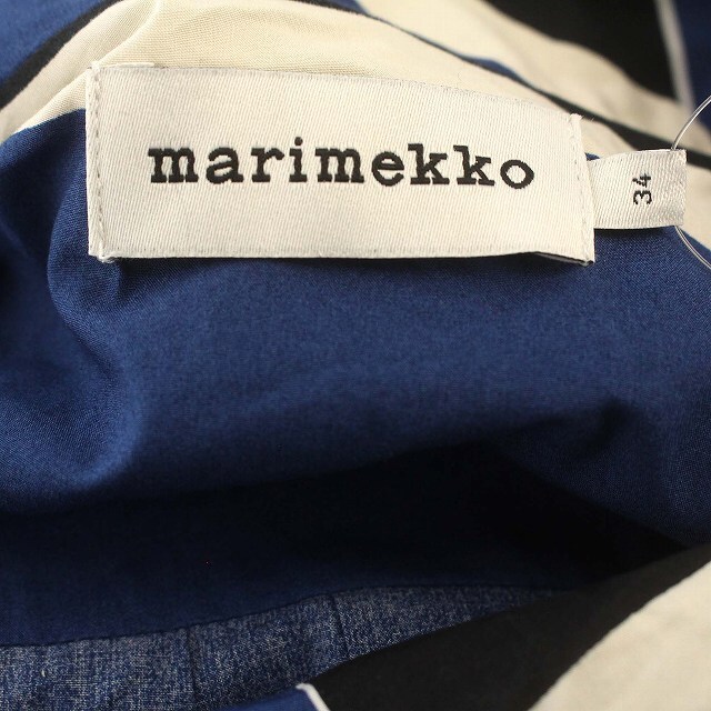 マリメッコ marimekko シャツワンピース ロング 長袖 ワンピース ベルト付 34 S 青 ブルー /☆G レディースの画像3
