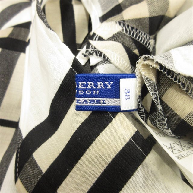 バーバリーブルーレーベル BURBERRY BLUE LABEL チェック ノースリーブ ワンピース ドレス 38 白 ホワイト×マルチ レディース※_画像5