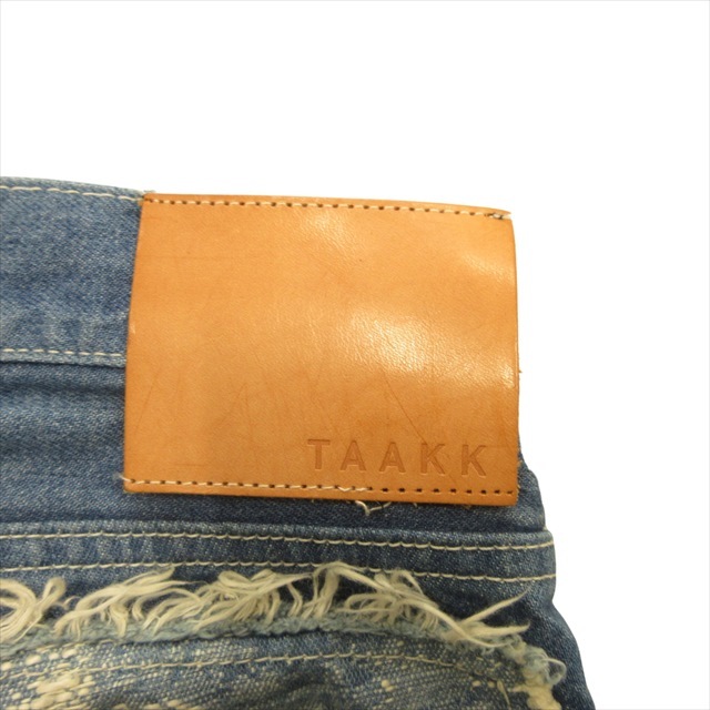 23ss ターク TAAK デザイン フレア パンツ DESIGN FLARED PANTS デニム パンツ ジーンズ クラッシュ ダメージ加工 1 インディゴ メンズ_画像6