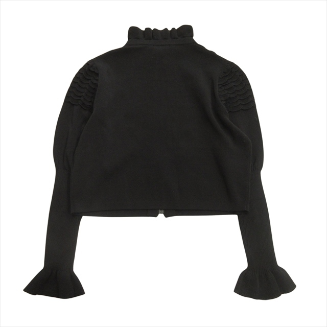 美品 トゥービーシック TO BE CHIC ニット ジャケット ブルゾン セーター フリル 40 黒 ブラック レディース_画像2