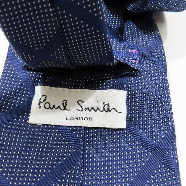 ポールスミス PAUL SMITH バイアス ポルカドット柄 ネクタイ レギュラータイ シルク ネイビー 日本製 メンズ_画像3