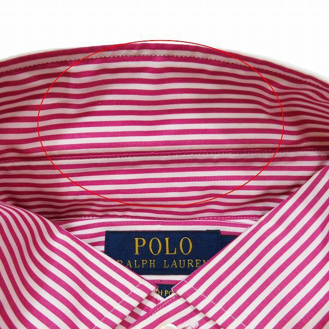 ポロ ラルフローレン POLO RALPH LAUREN STRETCH POPLIN ストライプ シャツ 長袖 カットソー 15 1/2 赤 白/5 メンズ_画像7