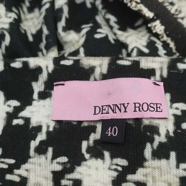 デニーローズ DENNY ROSE 千鳥柄プリント ワイドパンツ サイドライン 40 L 黒 ブラック 白 ホワイト /AT ■OS レディース_画像3