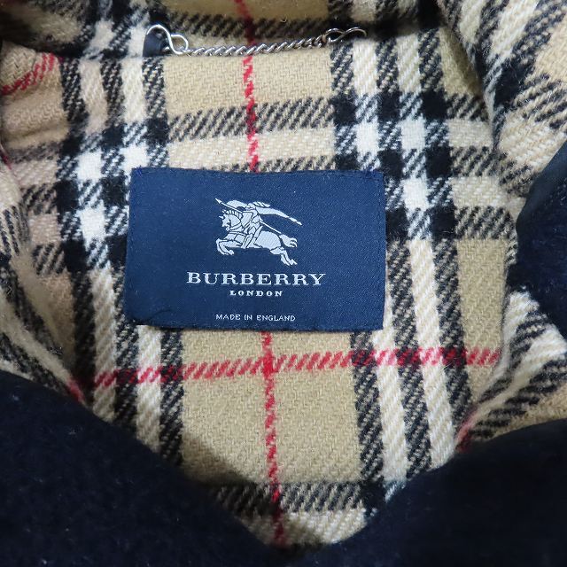 バーバリー ロンドン BURBERRY LONDON 英国製 ウール ダッフルコート アウター ノバチェック裏地 ダークネイビー サイズS メンズ ?C4_画像2