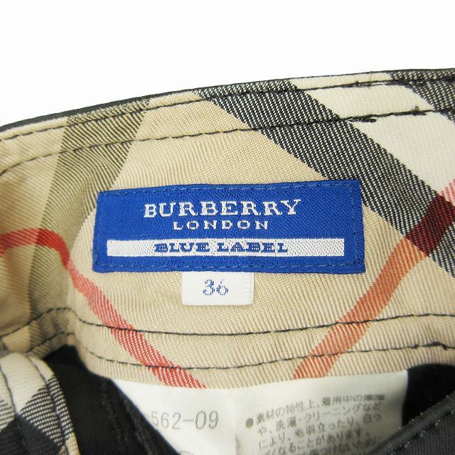 美品 バーバリーブルーレーベル BURBERRY BLUE LABEL ロゴ刺繍 ショート パンツ ボトムス ミニ コットン ノバチェック FQF55-562-09 36_画像6