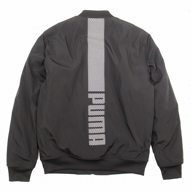 美品 プーマ PUMA EVO CORE BOMBER ボンバージャケット ロゴ リフレクター プリント MA-1 ブルゾン 中綿 キルティング ブルゾン M 黒_画像3