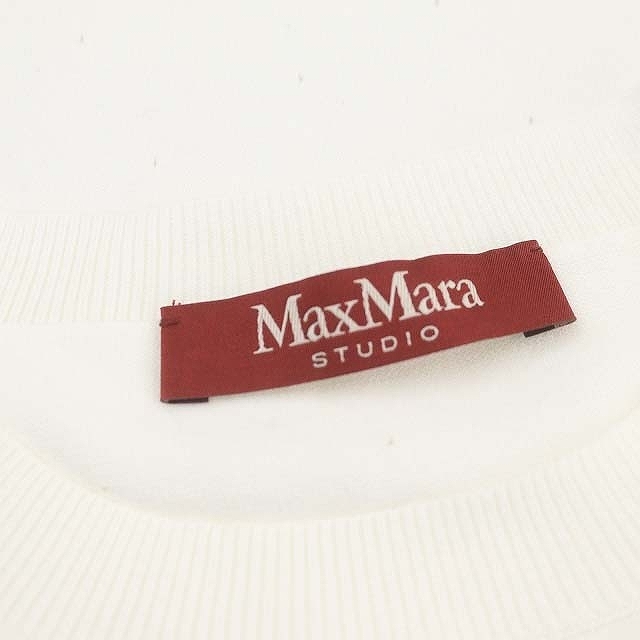 マックスマーラ MAX MARA スタジオ ニット セーター クルーネック 半袖 プルオーバー S 白 ホワイト ■SH /SY ■OS レディース_画像3