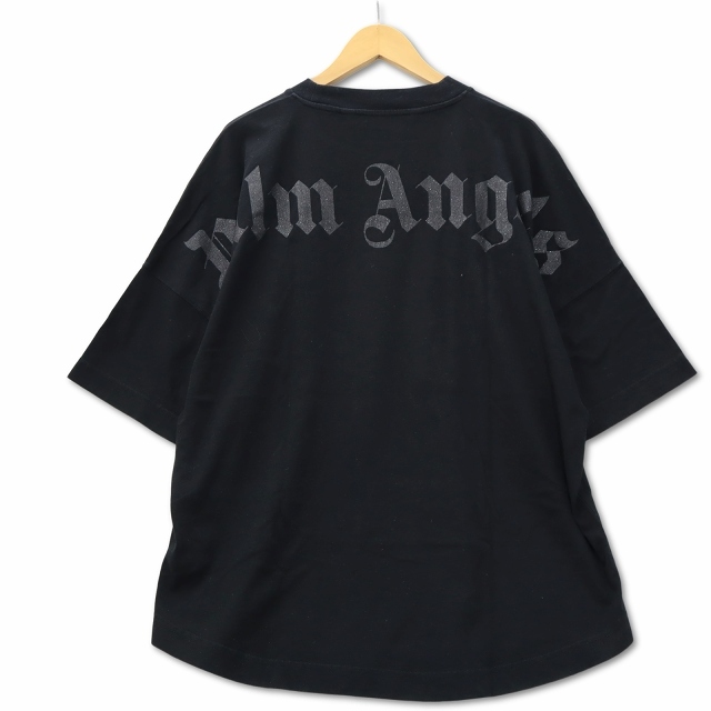 パームエンジェルス PALM ANGELS GLITTER CLASSIC LOGO OVER T-shirt グリッター クラシック ロゴ オーバー Tシャツ カットソー M ブラック_画像1