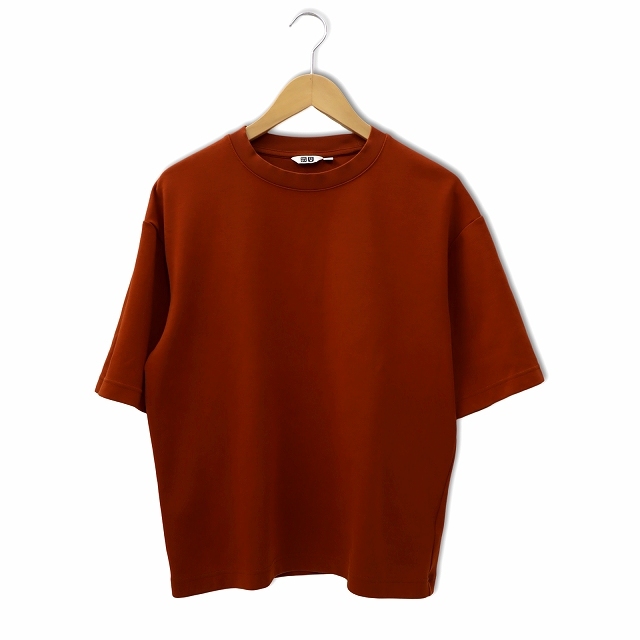 ユニクロ UNIQLO エアリズム コットン オーバーサイズTシャツ 5分袖 クルーネック カットソー M BROWN ブラウン 341-425974 メンズ_画像1