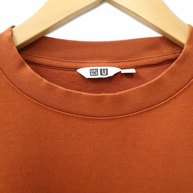 ユニクロ UNIQLO エアリズム コットン オーバーサイズTシャツ 5分袖 クルーネック カットソー M BROWN ブラウン 341-425974 メンズ_画像3