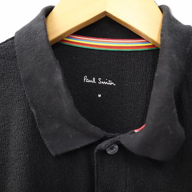 ポールスミス PAUL SMITH うさぎ刺繍 半袖 胸ポケット コットン パイル ポロシャツ M BLACK ブラック 30-7378 メンズ_画像3