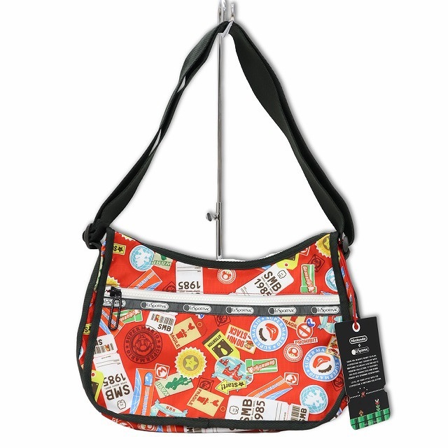 レスポートサック LesportSAC ×Nintendo 任天堂 SUPER MARIO スーパーマリオ ナイロン 総柄 ショルダーバッグ レッド_画像1