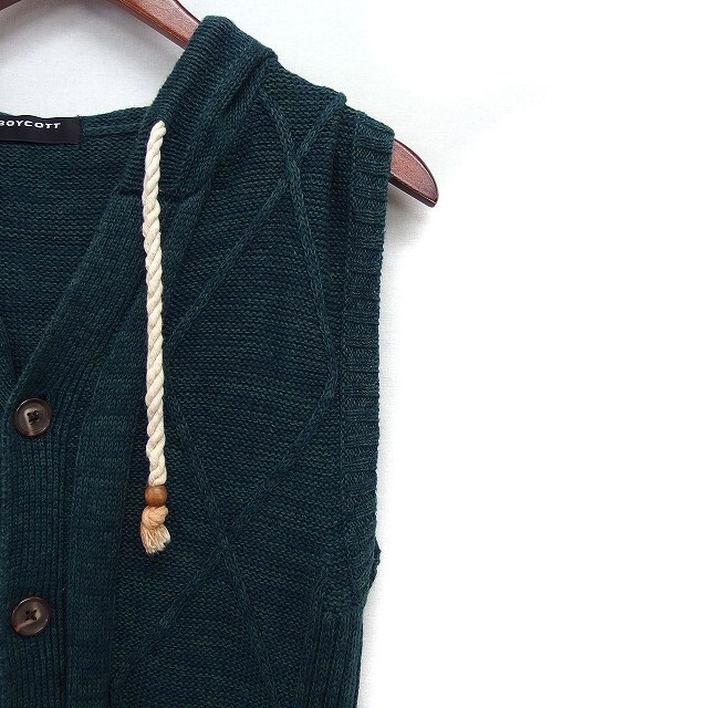  Boycott BOYCOTT knitted the best with a hood . cable braided linen flax 3 green green /FT34 men's 