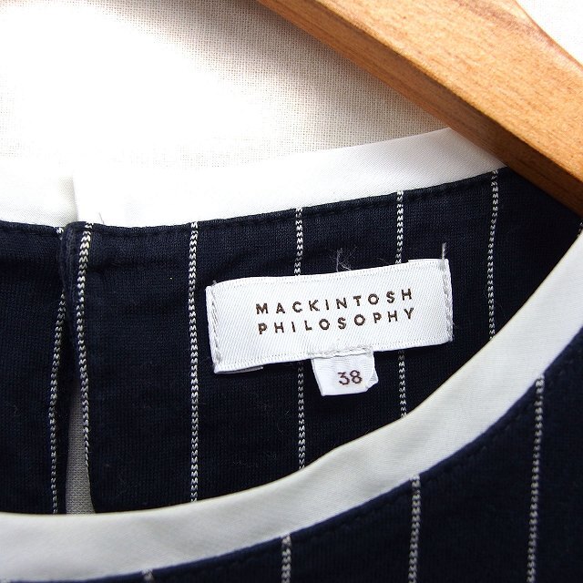 マッキントッシュフィロソフィー MACKINTOSH PHILOSOPHY カットソー Tシャツ クルーネック コットン 綿 ストライプ 七分袖 38_画像3