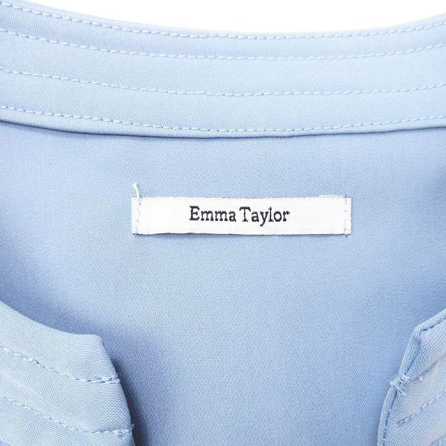 美品 24ss Emma Taylor エマテイラー フェイクパール ボタン キーネック ブラウス シャツ カットソー スキッパートップス F ブルー 青_画像4