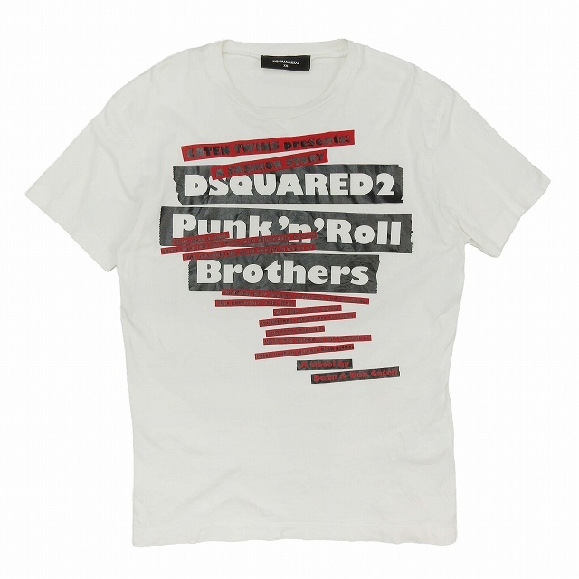 19SS ディースクエアード DSQUARED2 Punk’n’Roll テープ ロゴ プリント Tシャツ カットソー トップス 半袖 クルーネック S74GD0484 XS_画像1