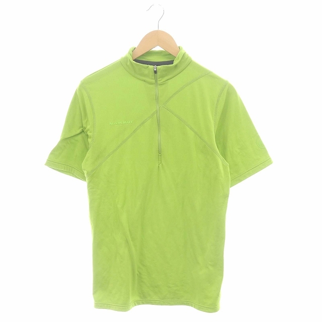 マムート Alvier T-Shirt ハイネック ポーラテック トップス カットソー Tシャツ 半袖 ハーフジップ L 黄緑 イエローグリーン メンズ_画像1