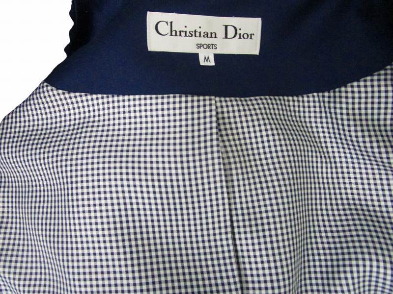 クリスチャンディオール Christian Dior ノーカラージャケット ヴィンテージ ブレザー 紺ブレ 総裏 紺 ネイビーM ■WY レディース_画像8