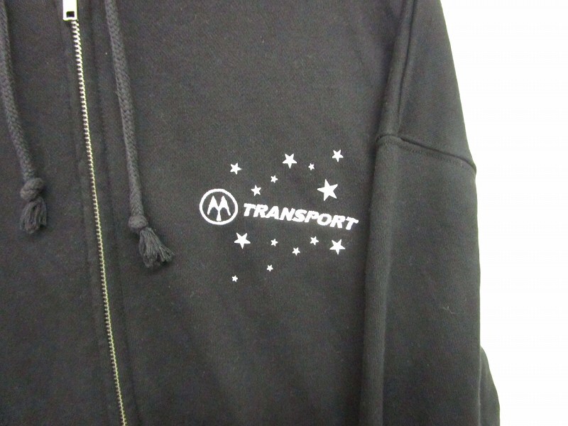 トランスポート TRANSPORT ジップアップ ロゴ パーカー バッグプリント フーディ ブラック XXL メンズ_画像4