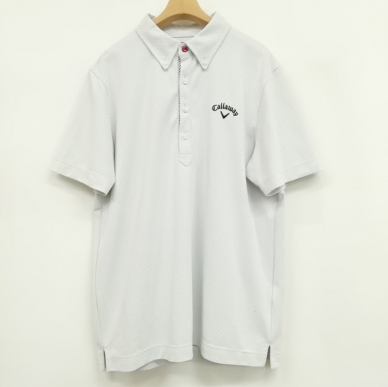 キャロウェイ CALLAWAY 美品 ポロシャツ ゴルフ ウェア 半袖 LL ドット ホワイト メンズ_画像1