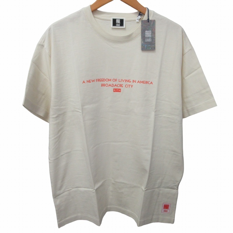 未使用品 キスニューヨークシティ KITH NYC ×Frank Lloyd Wright タグ付 23年製 プリントTシャツ カットソー 半袖 白 ベージュ系 L_画像1