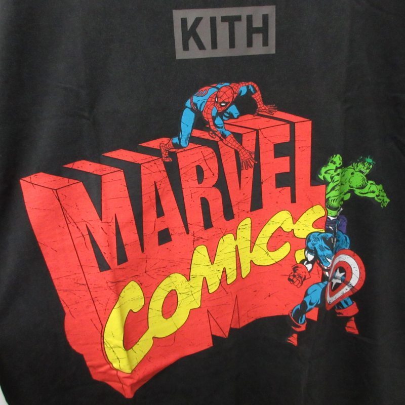 未使用品 キスニューヨークシティ KITH NYC ×スパイダーマン コラボ タグ付き アベンジャーズ Vintage Tee Tシャツ カットソー 半袖 黒 L_画像5