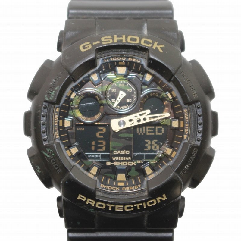 カシオジーショック CASIO G-SHOCK カモフラージュダイヤルシリーズ 腕時計 ウォッチ クォーツ アナデジ 電波 黒 ブラック GA-100CF_画像1