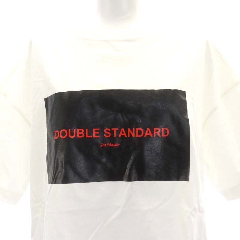 ダブルスタンダードクロージング ダブスタ DOUBLE STANDARD CLOTHING Tシャツ カットソー 半袖 ロゴ プリント コットン 36 白 黒 赤_画像4