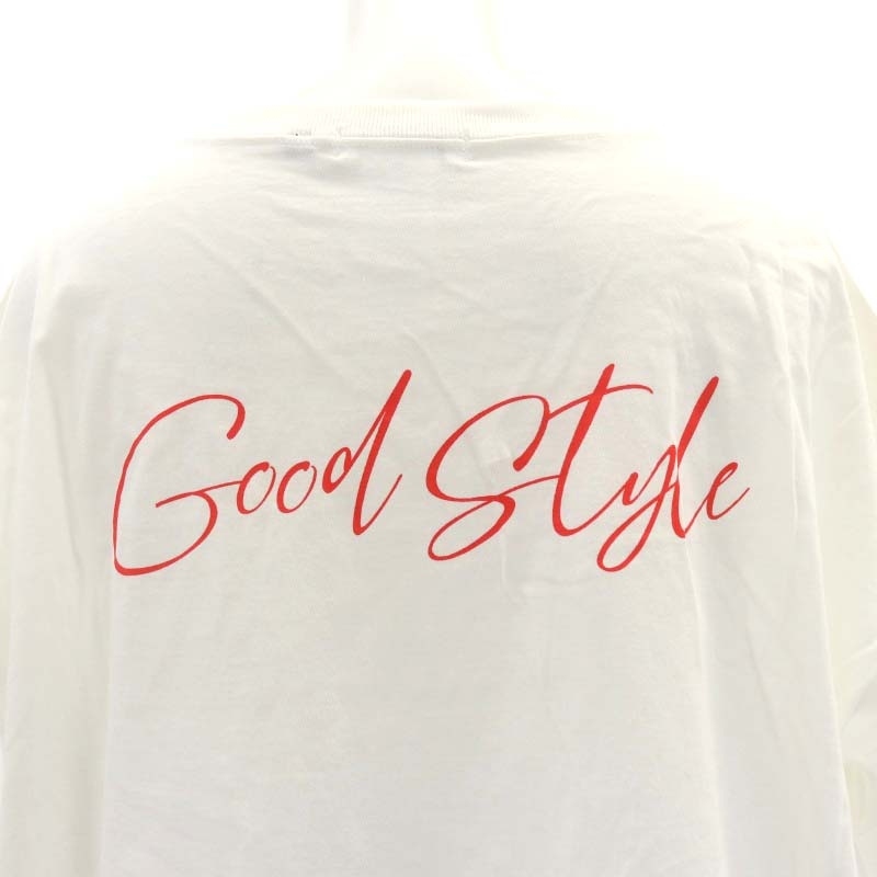 ダブルスタンダードクロージング ダブスタ DOUBLE STANDARD CLOTHING Tシャツ カットソー 半袖 ロゴ プリント コットン 36 白 黒 赤_画像6