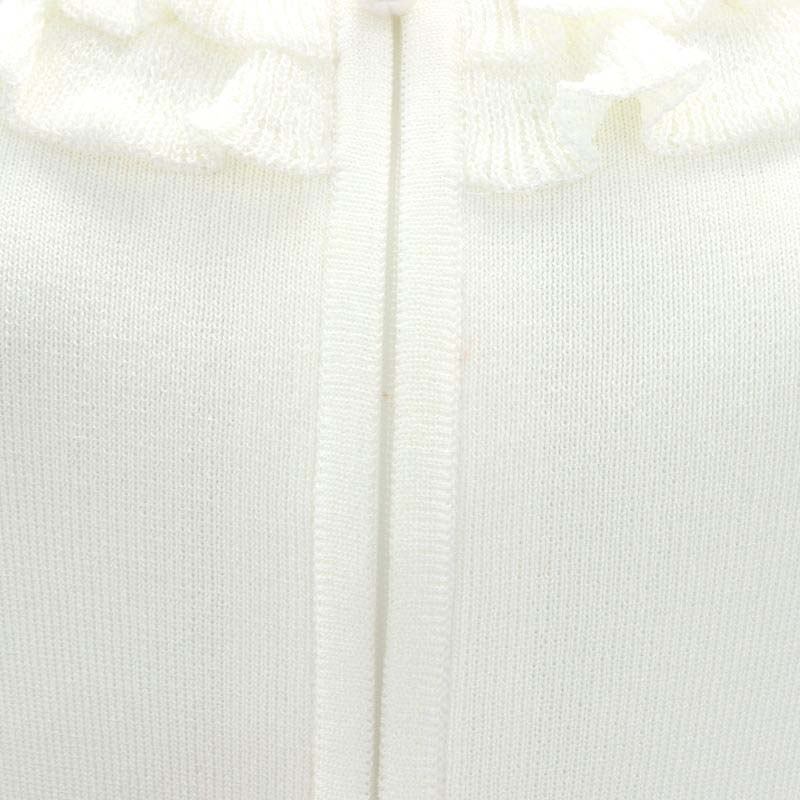  Rene Rene cardigan pearl Zip knitted . minute sleeve thin 34 white white /NR #OS lady's 