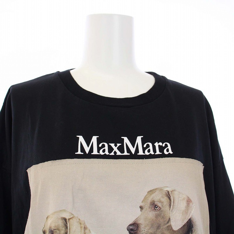 マックスマーラ MAX MARA Tシャツ カットソー 半袖 DOG 犬 プリント 黒 ブラック /AQ レディース_画像5