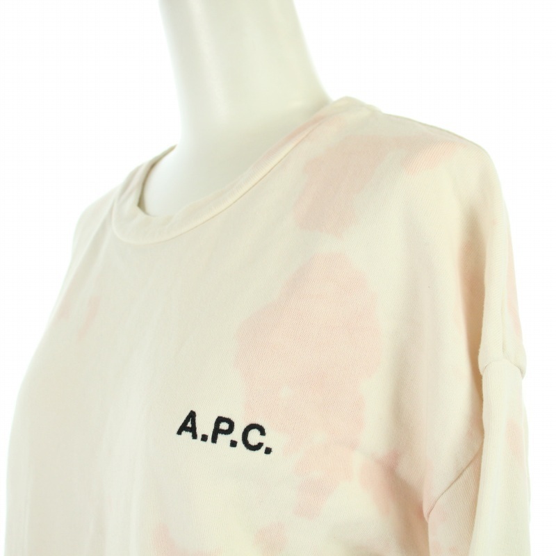  A.P.C. A.P.C. sweat sweatshirt long sleeve crew neck total pattern Logo embroidery M pink white white /BB lady's 