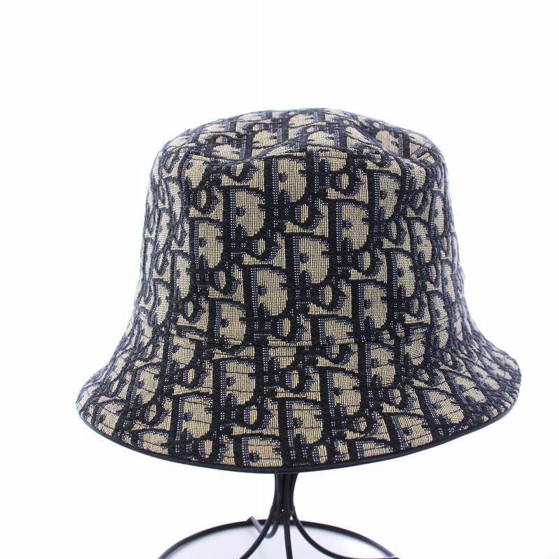 ディオールオム Dior HOMME 21SS Oblique Bucket Hat オブリーク バケットハット 帽子 M ベージュ ネイビー 紺 113C907A4502 /KH ■OH メン_画像4