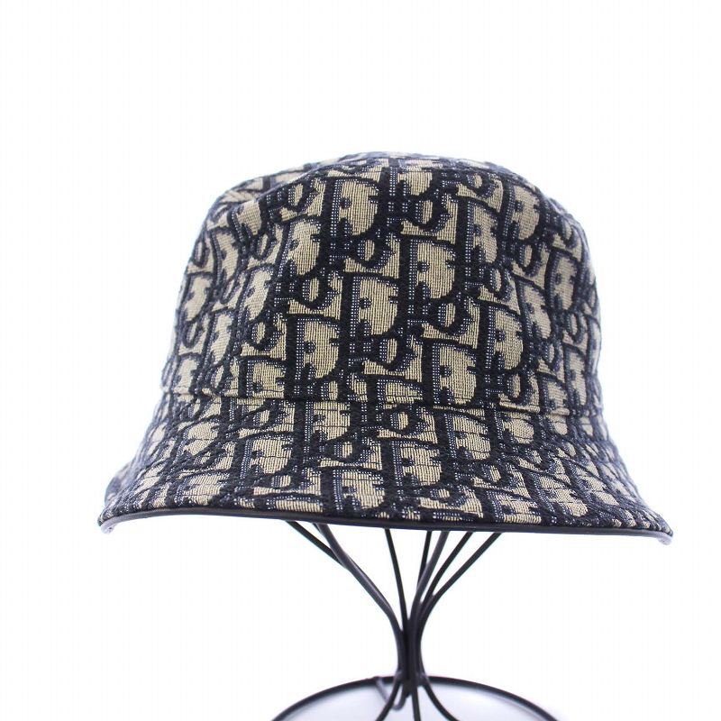 ディオールオム Dior HOMME 21SS Oblique Bucket Hat オブリーク バケットハット 帽子 M ベージュ ネイビー 紺 113C907A4502 /KH ■OH メン_画像2