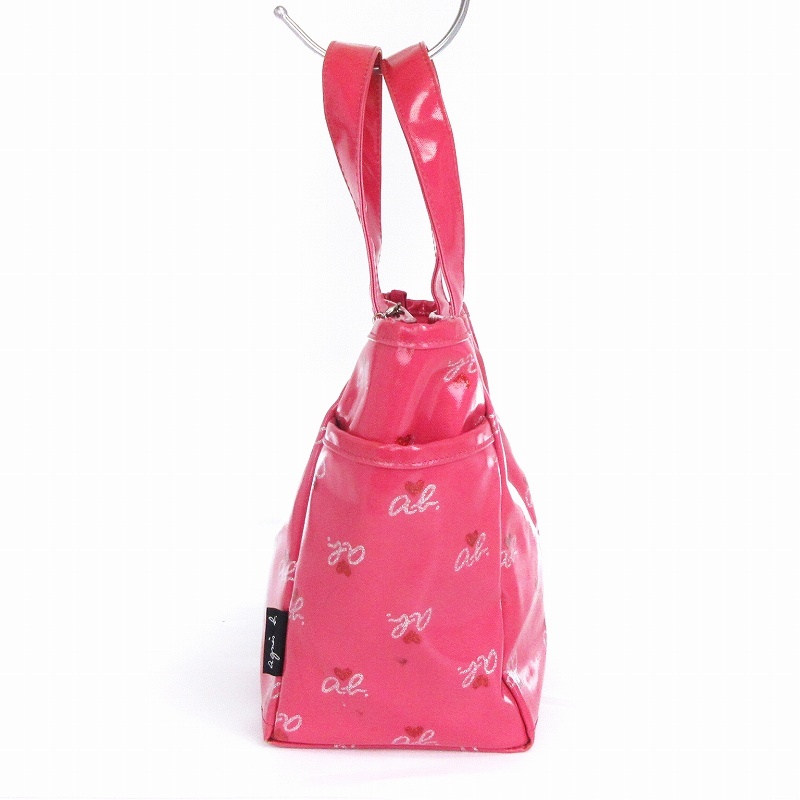 Agnes B boya-juAgnes b. VOYAGE handbag charm vinyl ab Heart Logo total pattern pink bag lady's 