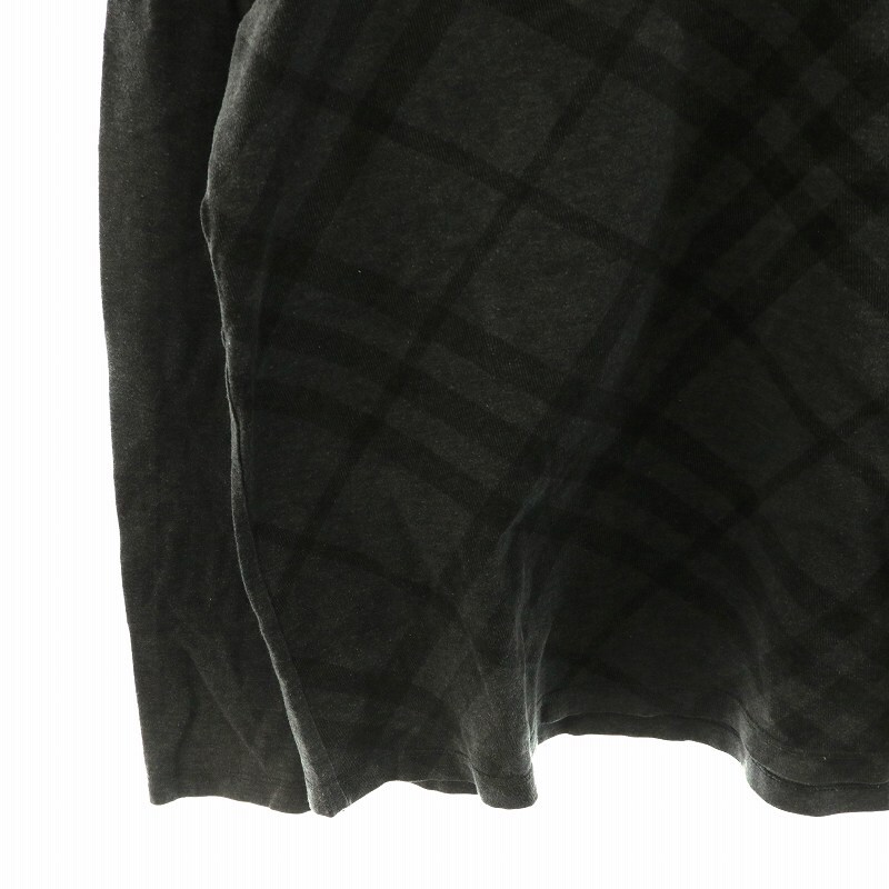 バーバリーブラックレーベル BURBERRY BLACK LABEL Tシャツ カットソー 長袖 チェック柄 コットン 3 L グレー /AN15 メンズ_画像6