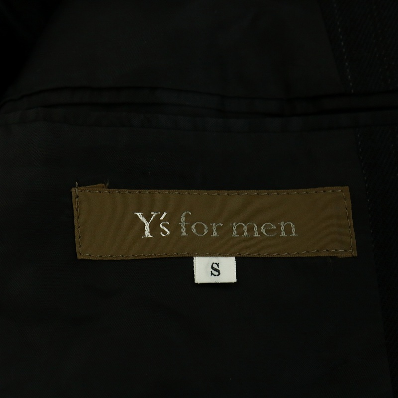 ワイズフォーメン Y's for men ヨウジヤマモト テーラードジャケット シングル ストライプ柄 ウール S 黒 ブラック /AN39 メンズの画像3