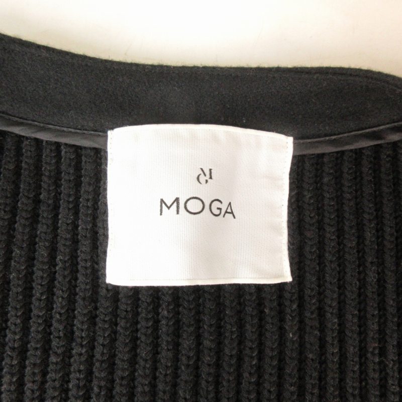  Moga MOGA knitted long cardigan big Silhouette wool long sleeve black black 2 approximately M 0426 #KK4 lady's 