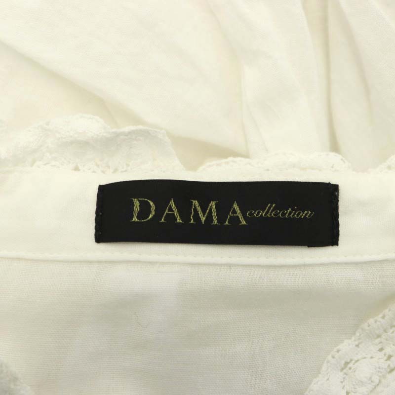 ダーマコレクション dama collection レース ピンタック スタンドカラーブラウス シャツ 15R L 白 ホワイト_画像3